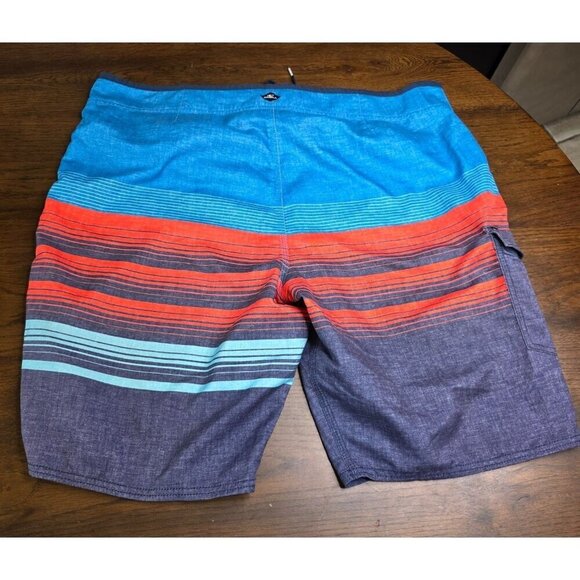 ONeill Mens Size 40 Board Shorts Blue/Red Striped Swim Trunks Polyester Adjustab - Picture 13 of 13